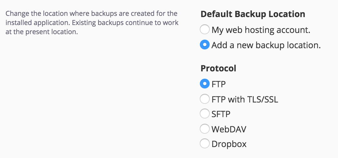 Backup Storage Locations