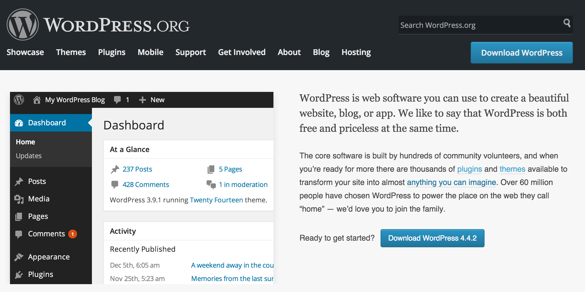 Screenshot of WordPress.org